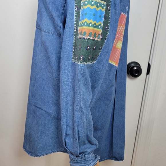 Vintage Ashley Hill Wilderness Denim Shirt Patchwork Western Outdoors Vibes L - Picture 10 of 16